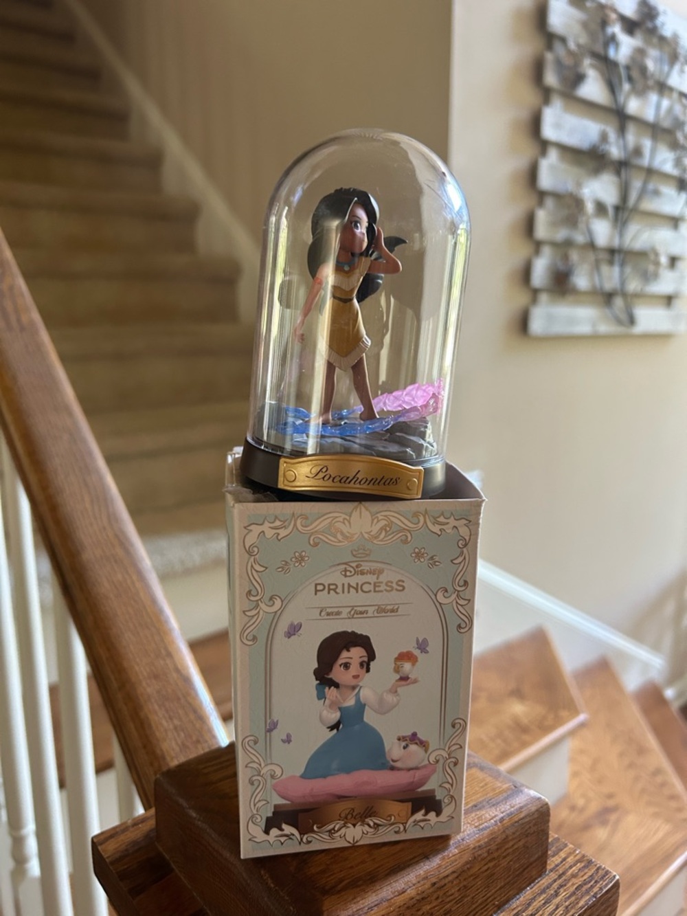 Disney Princess Pocahontas Plastic Dome Figurine - Brown/Gold Accent